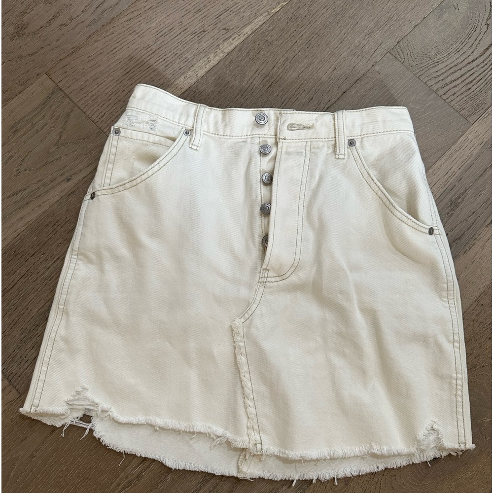 Free People white Jean mini skirt